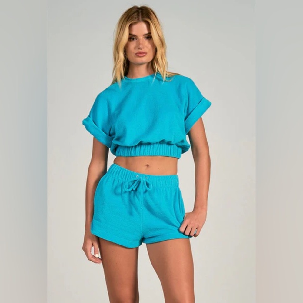 NWT! ELAN Terry Cotton Turquoise Shorts